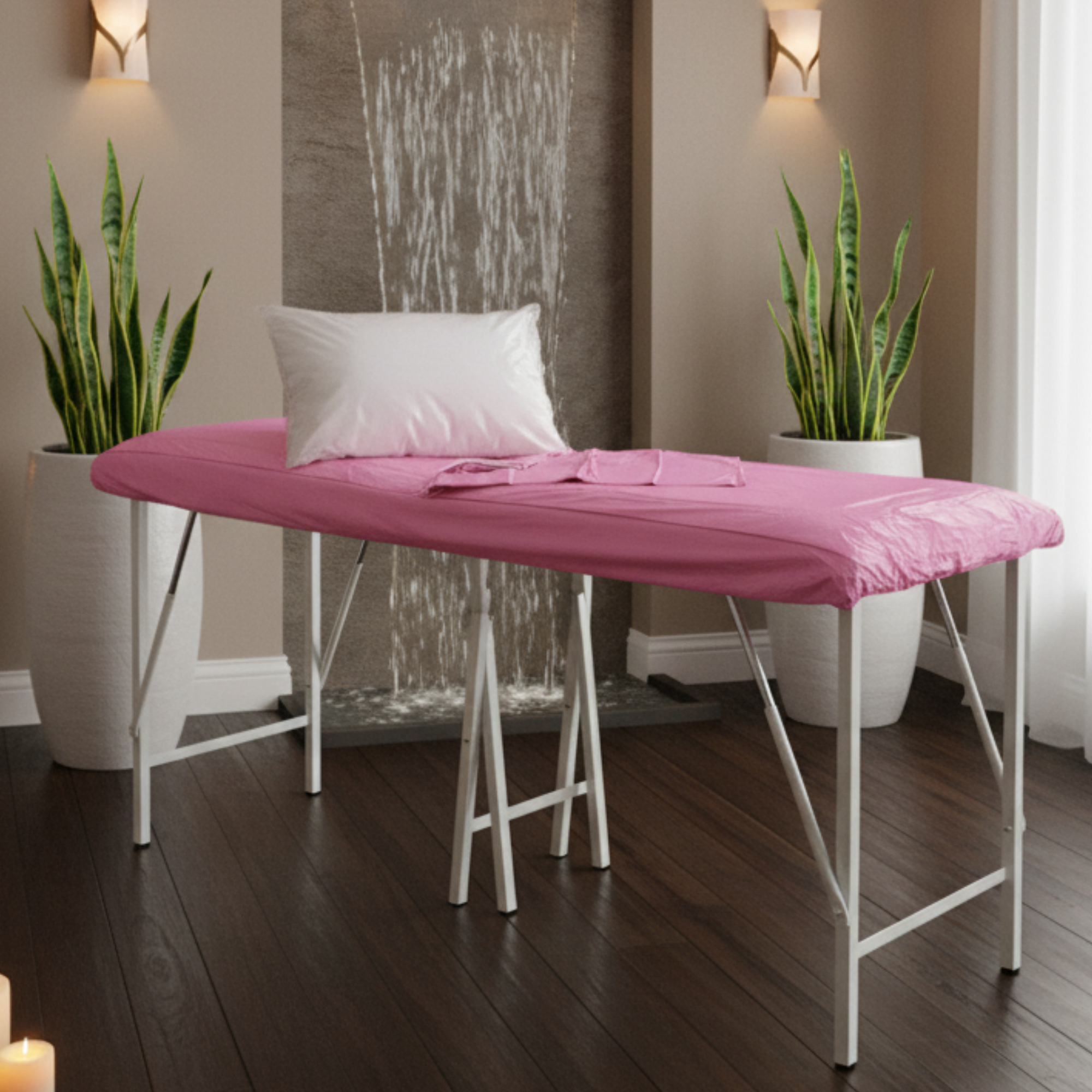 Combo sábana para camilla + funda suaviplast + almohada