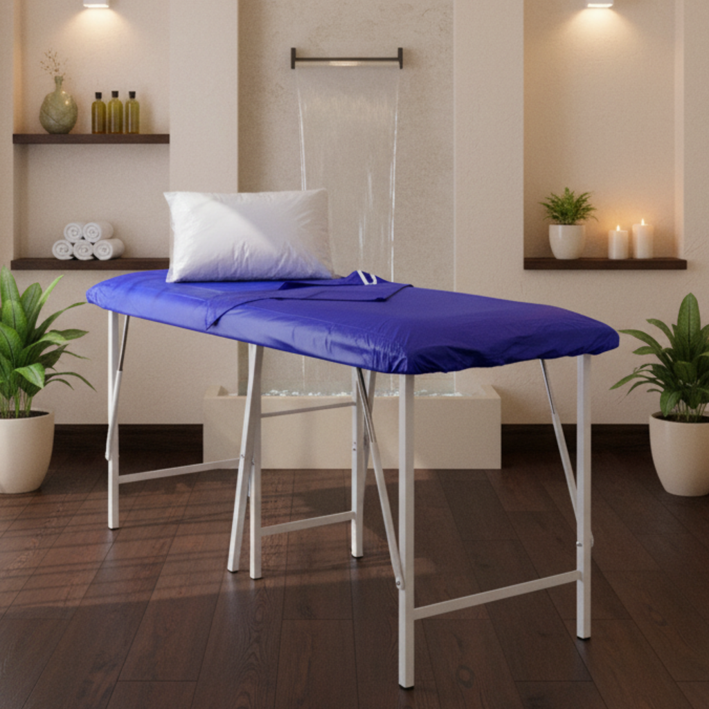 Combo sábana para camilla + funda suaviplast + almohada