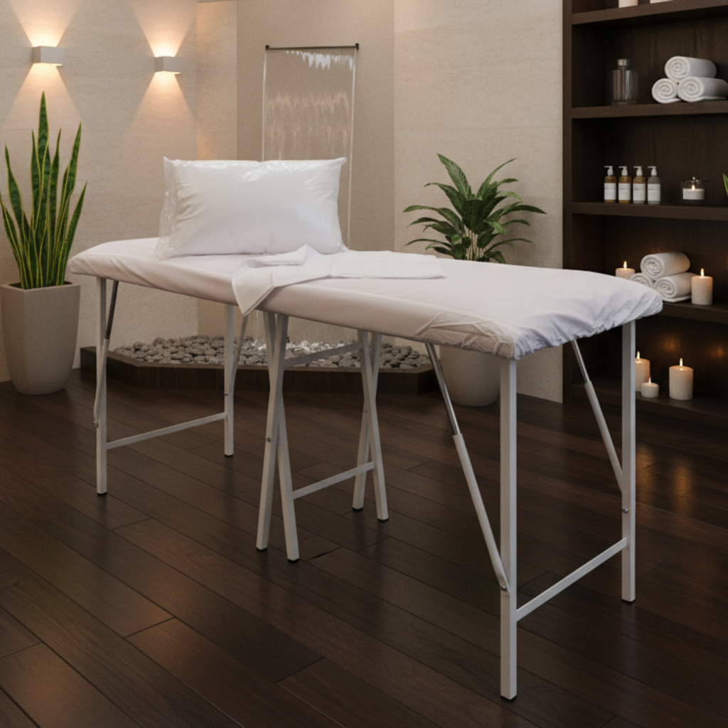 Combo sábana para camilla + funda suaviplast + almohada