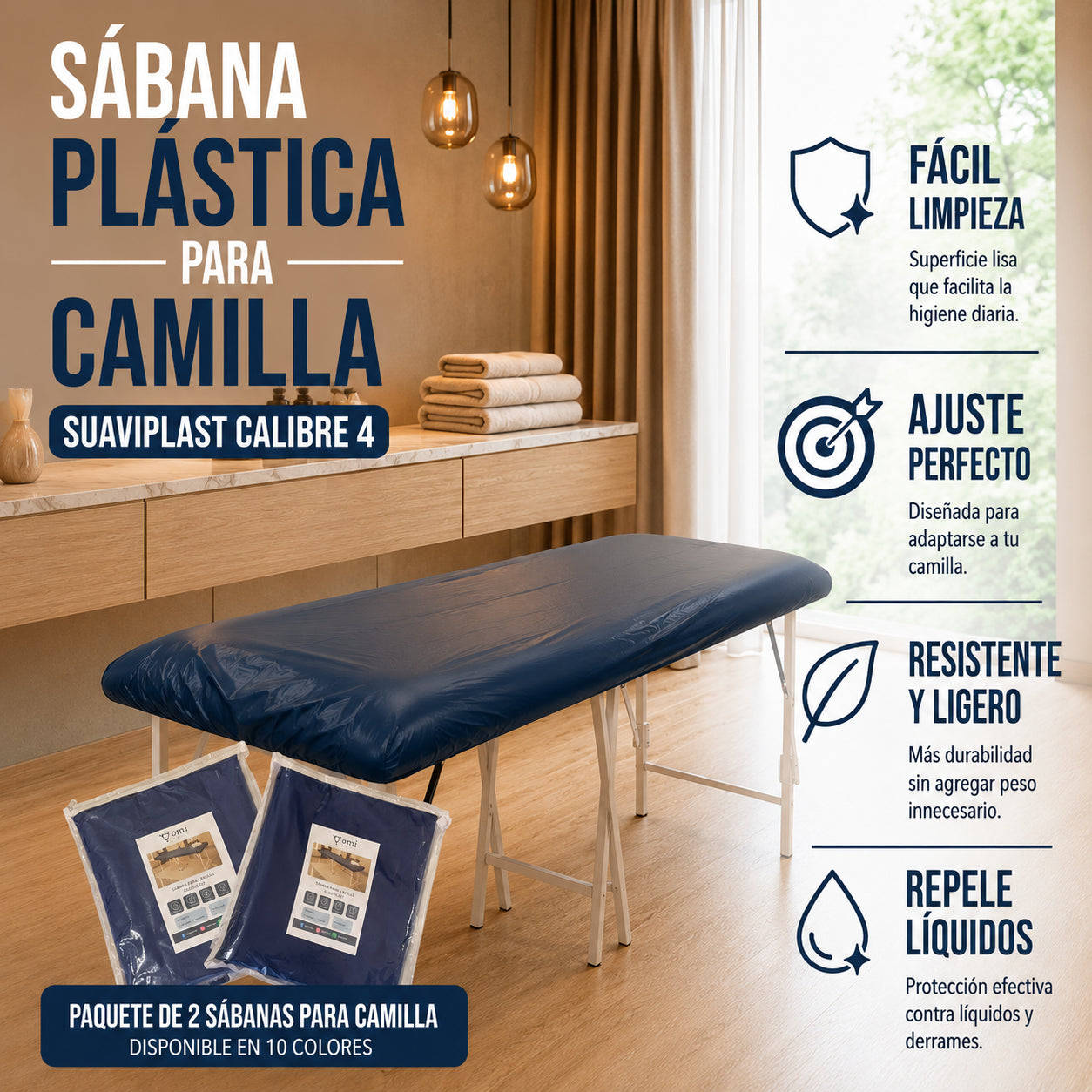 Sábana plástica omi para camilla estandar (suaviplast c4) paq x 2